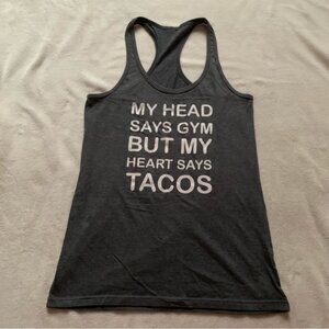 Funny Saying TacOne Size Gymracerback Workout Grey & White Graphic Tank Top